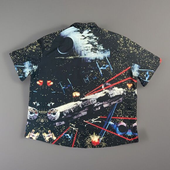 Hoo Shops x Space War Space Light Hawaiian Short Button Sleeve Fan Shirt 3X - Picture 2 of 11